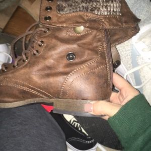 Brown combat boots